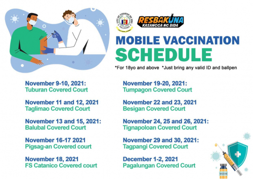 UPDATED CDO COVID-19 MOBILE VACCINATION SCHEDULE (NOVEMBER 9 - DECEMBER 2, 2021)