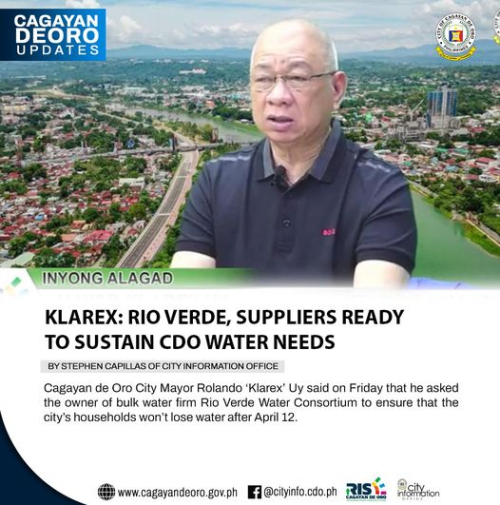 KLAREX: RIO VERDE, SUPPLIERS READY  TO SUSTAIN CDO WATER NEEDS