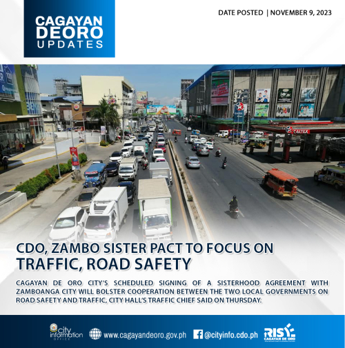 CDO, ZAMBO SISTER PACT TO FOCUS ON TRAFFIC, ROAD SAFETY