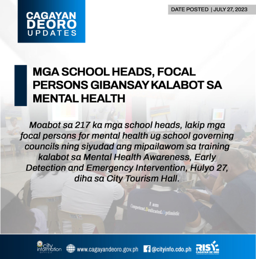 MGA SCHOOL HEADS, FOCAL PERSONS  GIBANSAY KALABOT SA MENTAL HEALTH