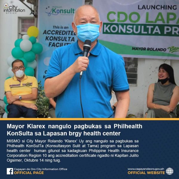 Mayor Klarex nangulo pagbukas sa Philhealth KonSulta sa Lapasan brgy health center