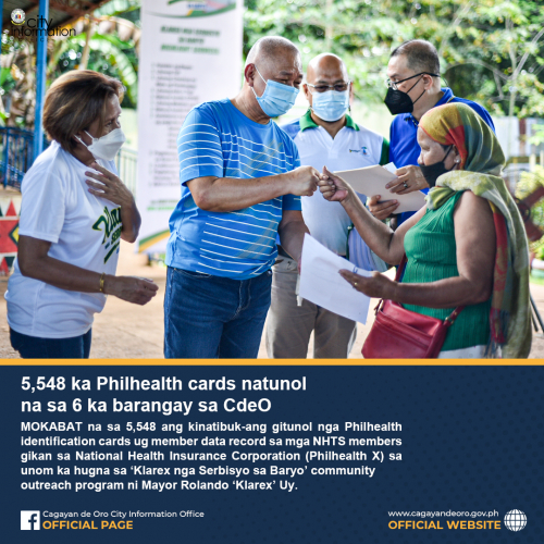 5,548 ka Philhealth cards natunol na sa 6 ka barangay sa CdeO