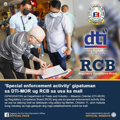 ‘Special enforcement activity’ gipatuman  sa DTI-MOR ug RCB sa usa ka mall