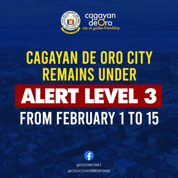 CdeO magpabilin sa Alert Level 3 hangtud Pebrero 15